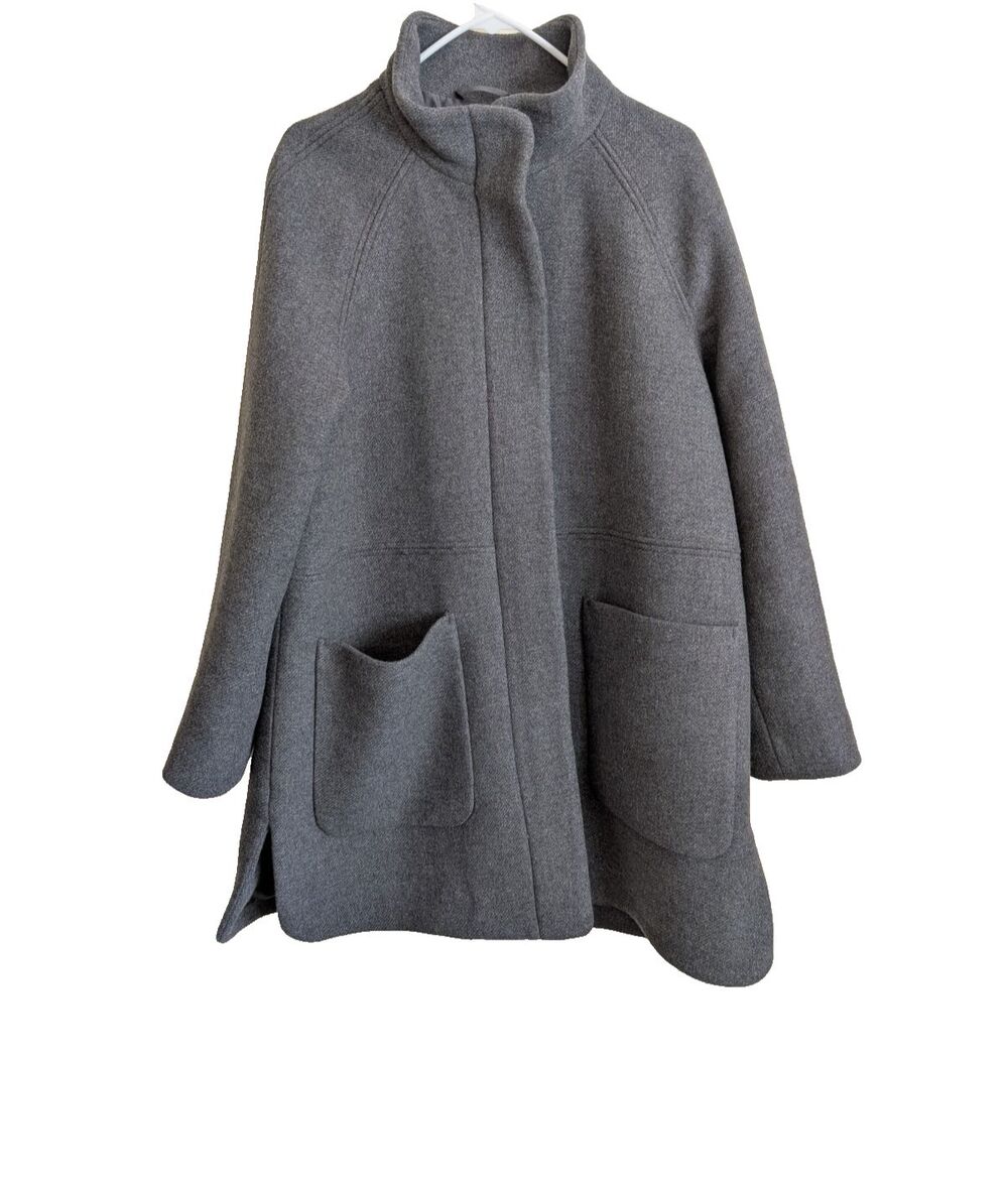Madewell Women's Estate Cocoon Insuluxe Fabric Coat Gray Wool Blend Large